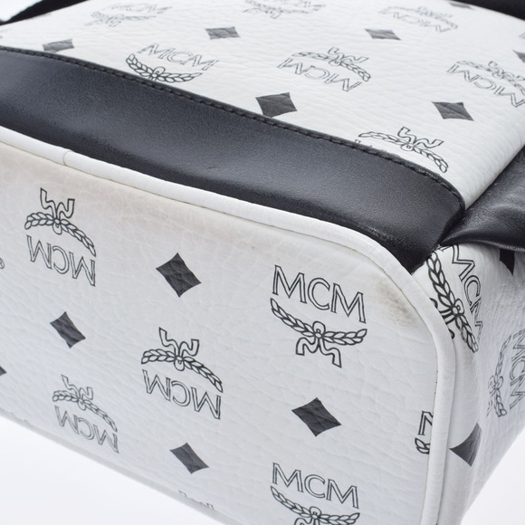 MCM Backpack Studded White Calfskin Daypack by - Picture 8 of 9